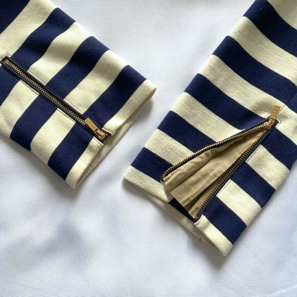 TORY BURCH AUGUSTA NAVY STRIPED NOTCHED LAPEL BLAZER - XL - Picture 9 of 11